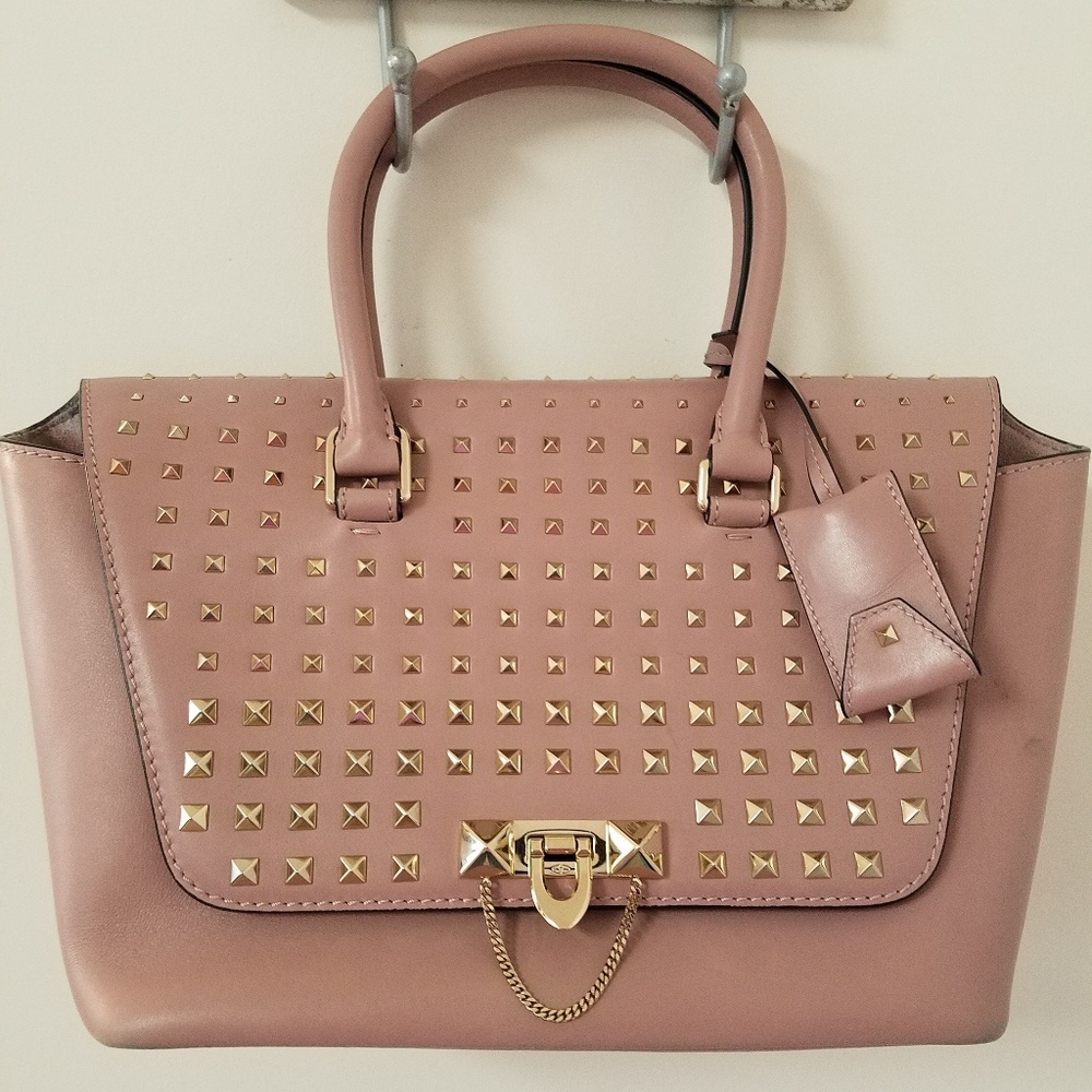 Valentino Garavani  Small Lune Studded Leather Satchel